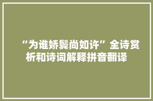 “为谁娇鬓尚如许”全诗赏析和诗词解释拼音翻译
