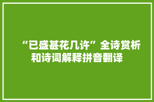 “已盛甚花几许”全诗赏析和诗词解释拼音翻译