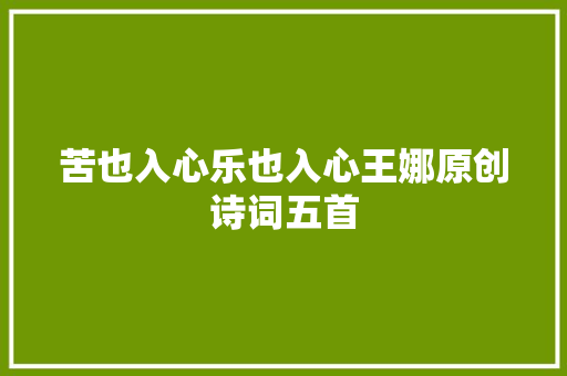 苦也入心乐也入心王娜原创诗词五首