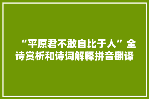 “平原君不敢自比于人”全诗赏析和诗词解释拼音翻译