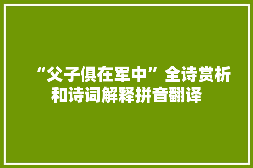 “父子俱在军中”全诗赏析和诗词解释拼音翻译