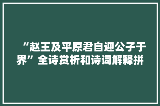 “赵王及平原君自迎公子于界”全诗赏析和诗词解释拼音翻译