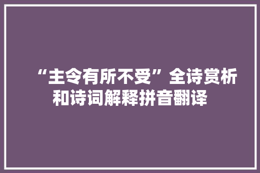 “主令有所不受”全诗赏析和诗词解释拼音翻译