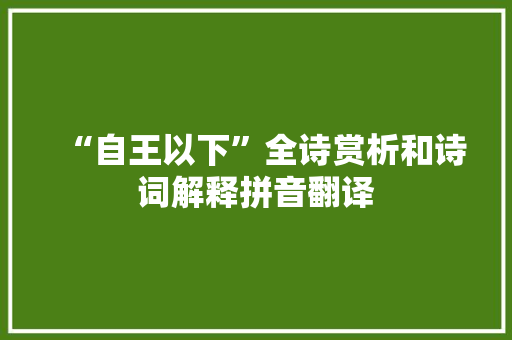 “自王以下”全诗赏析和诗词解释拼音翻译