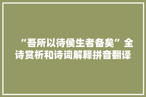 “吾所以待侯生者备矣”全诗赏析和诗词解释拼音翻译