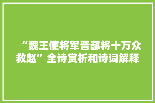 “魏王使将军晋鄙将十万众救赵”全诗赏析和诗词解释拼音翻译