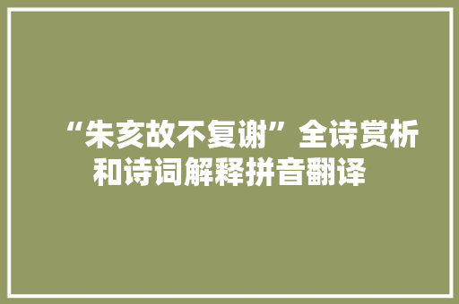 “朱亥故不复谢”全诗赏析和诗词解释拼音翻译