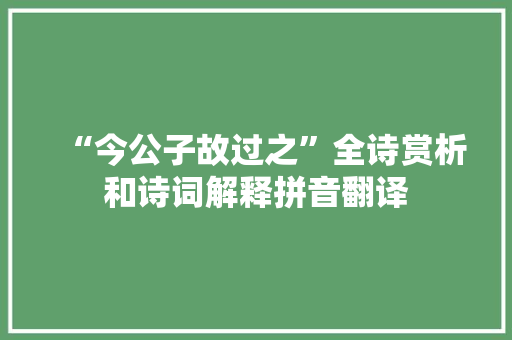 “今公子故过之”全诗赏析和诗词解释拼音翻译