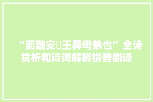 “而魏安釐王异母弟也”全诗赏析和诗词解释拼音翻译