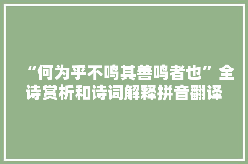 “何为乎不鸣其善鸣者也”全诗赏析和诗词解释拼音翻译