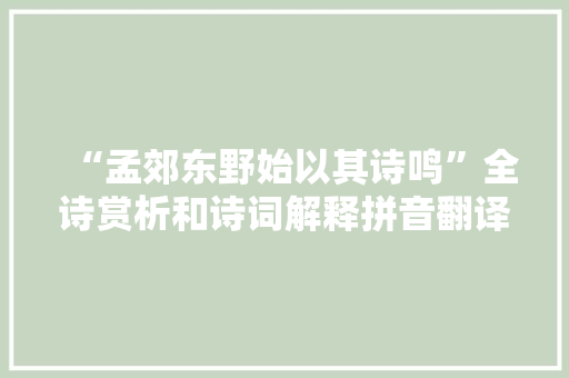 “孟郊东野始以其诗鸣”全诗赏析和诗词解释拼音翻译