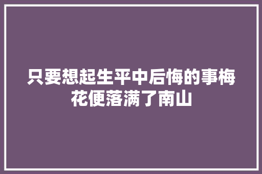 只要想起生平中后悔的事梅花便落满了南山