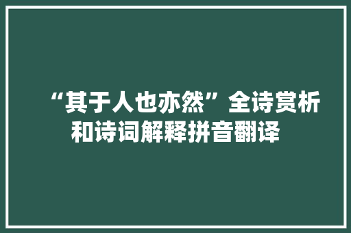 “其于人也亦然”全诗赏析和诗词解释拼音翻译