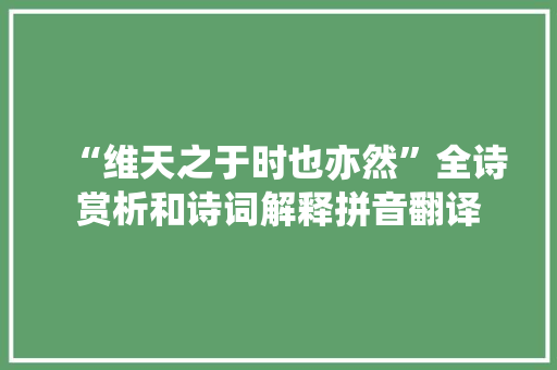 “维天之于时也亦然”全诗赏析和诗词解释拼音翻译