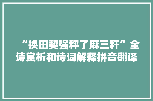 “换田契强秤了麻三秆”全诗赏析和诗词解释拼音翻译