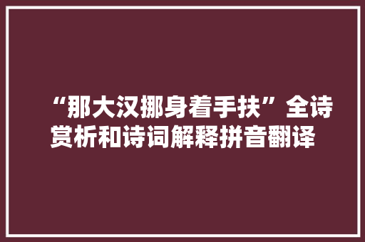 “那大汉挪身着手扶”全诗赏析和诗词解释拼音翻译