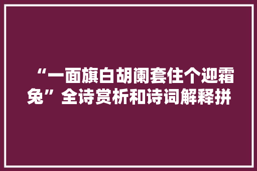 “一面旗白胡阑套住个迎霜兔”全诗赏析和诗词解释拼音翻译