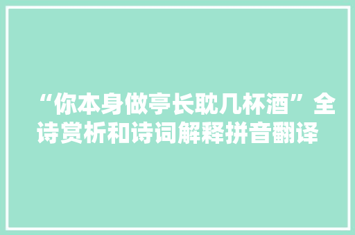 “你本身做亭长耽几杯酒”全诗赏析和诗词解释拼音翻译