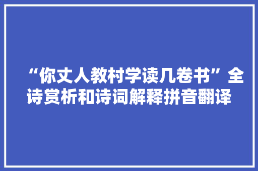 “你丈人教村学读几卷书”全诗赏析和诗词解释拼音翻译