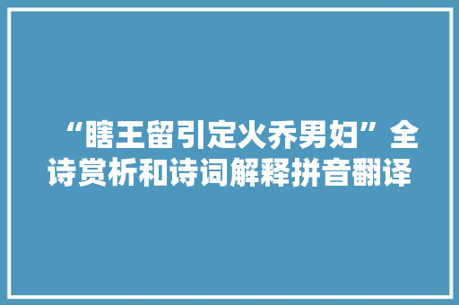 “瞎王留引定火乔男妇”全诗赏析和诗词解释拼音翻译