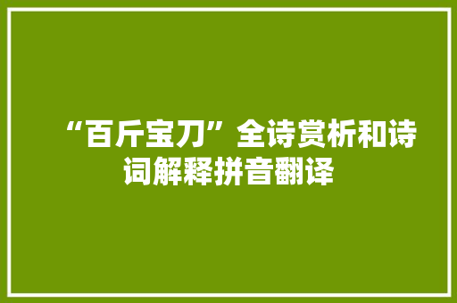 “百斤宝刀”全诗赏析和诗词解释拼音翻译