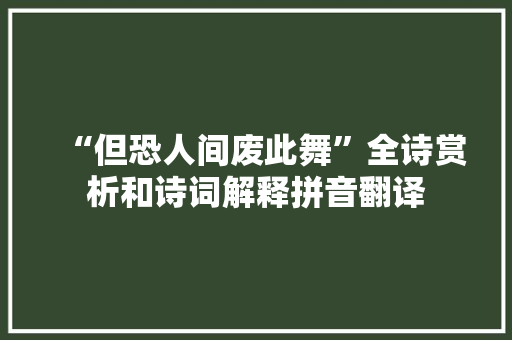 “但恐人间废此舞”全诗赏析和诗词解释拼音翻译
