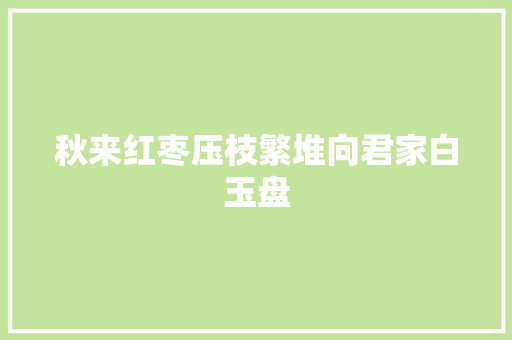 秋来红枣压枝繁堆向君家白玉盘
