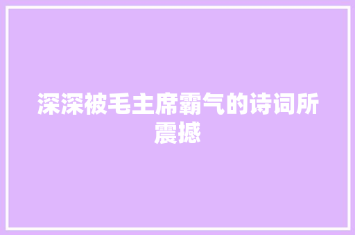 深深被毛主席霸气的诗词所震撼