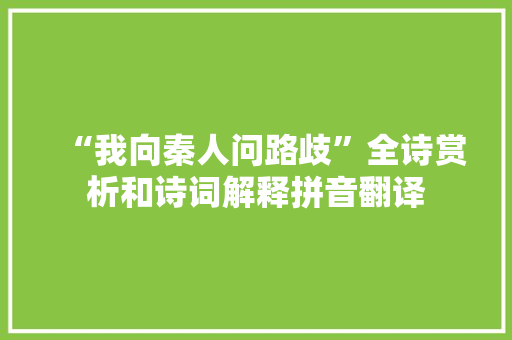 “我向秦人问路歧”全诗赏析和诗词解释拼音翻译
