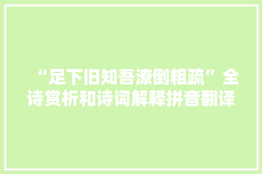“足下旧知吾潦倒粗疏”全诗赏析和诗词解释拼音翻译