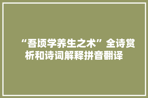 “吾顷学养生之术”全诗赏析和诗词解释拼音翻译