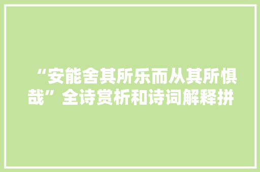 “安能舍其所乐而从其所惧哉”全诗赏析和诗词解释拼音翻译
