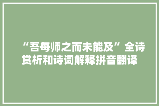 “吾每师之而未能及”全诗赏析和诗词解释拼音翻译