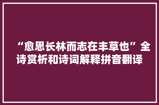 “愈思长林而志在丰草也”全诗赏析和诗词解释拼音翻译