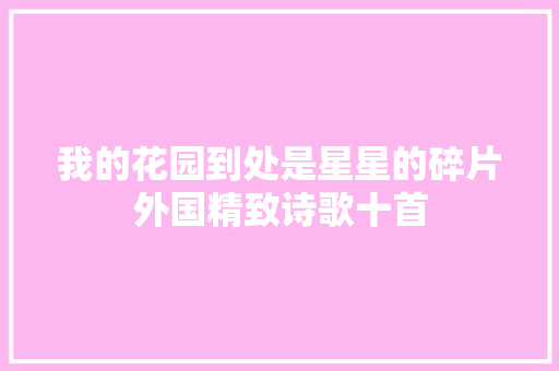 我的花园到处是星星的碎片外国精致诗歌十首