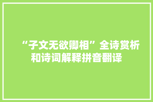 “子文无欲卿相”全诗赏析和诗词解释拼音翻译