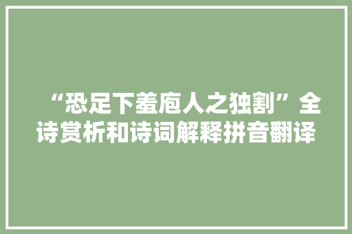 “恐足下羞庖人之独割”全诗赏析和诗词解释拼音翻译