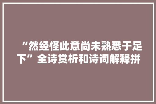 “然经怪此意尚未熟悉于足下”全诗赏析和诗词解释拼音翻译