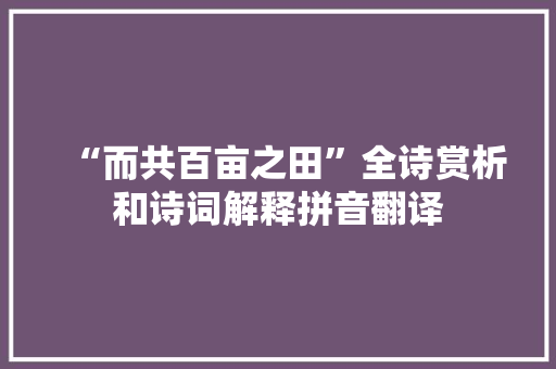 “而共百亩之田”全诗赏析和诗词解释拼音翻译