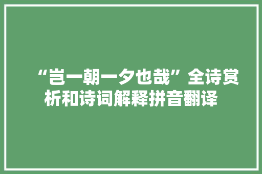 “岂一朝一夕也哉”全诗赏析和诗词解释拼音翻译