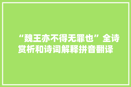 “魏王亦不得无罪也”全诗赏析和诗词解释拼音翻译