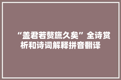 “盖君若赘旒久矣”全诗赏析和诗词解释拼音翻译