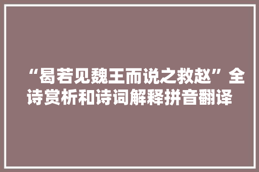 “曷若见魏王而说之救赵”全诗赏析和诗词解释拼音翻译