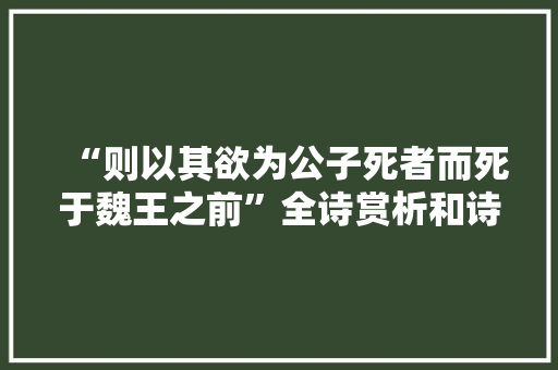 “则以其欲为公子死者而死于魏王之前”全诗赏析和诗词解释拼音翻译