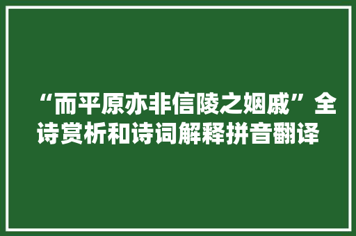 “而平原亦非信陵之姻戚”全诗赏析和诗词解释拼音翻译