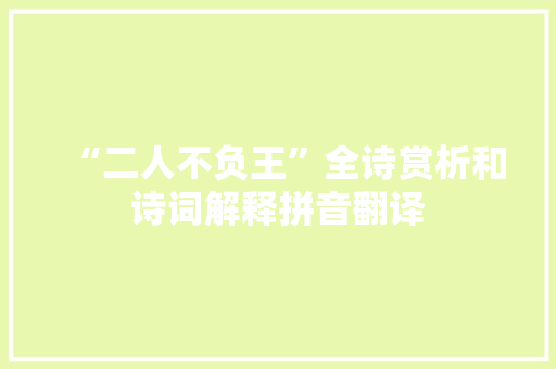 “二人不负王”全诗赏析和诗词解释拼音翻译