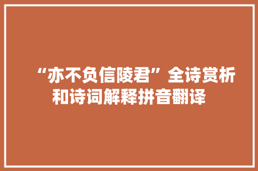 “亦不负信陵君”全诗赏析和诗词解释拼音翻译