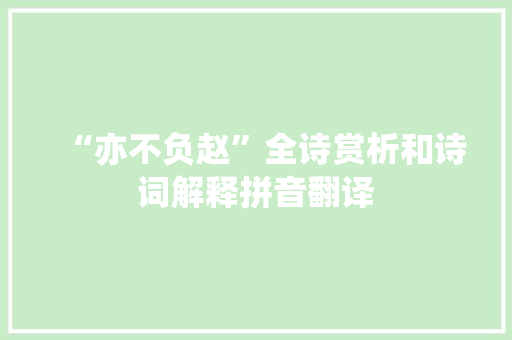 “亦不负赵”全诗赏析和诗词解释拼音翻译