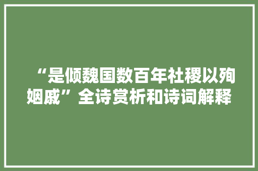 “是倾魏国数百年社稷以殉姻戚”全诗赏析和诗词解释拼音翻译