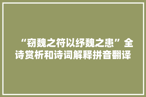 “窃魏之符以纾魏之患”全诗赏析和诗词解释拼音翻译